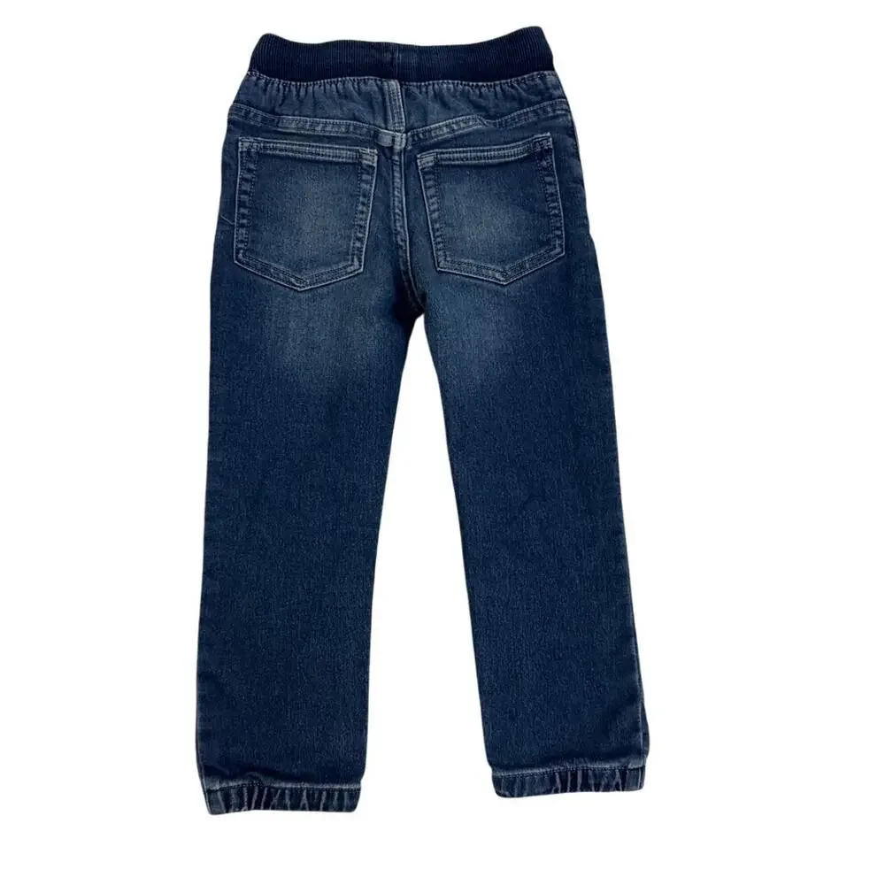GAP Denim Elastic Waistband Pull On Drawstring Blue Jogger Jeans Size Youth 4